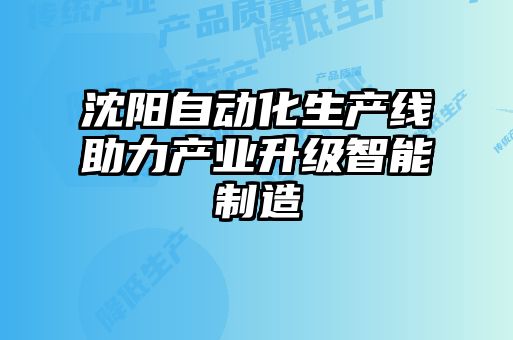 沈陽自動化生產(chǎn)線助力產(chǎn)業(yè)升級智能制造
