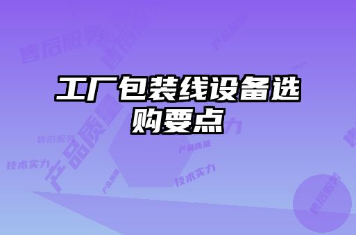 工廠包裝線設(shè)備選購要點(diǎn)