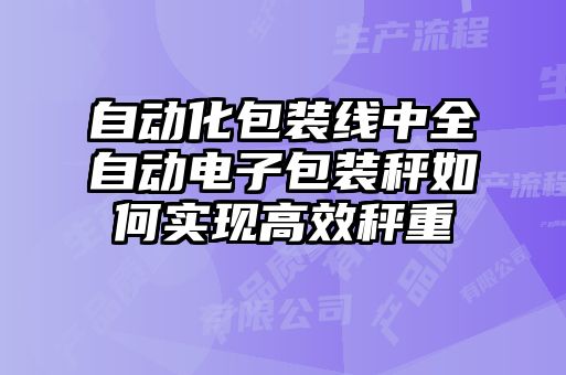 自動(dòng)化包裝線中全自動(dòng)電子包裝秤如何實(shí)現(xiàn)高效秤重